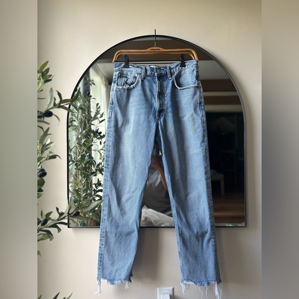 AGOLDE | straight leg frayed hem | size 26
